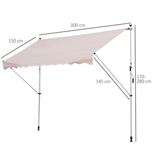 EasyComfort Tenda da Sole a Bracci 3x1.5m con Manovella e Struttura Telescopica, Beige