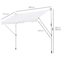 EasyComfort Tenda da Sole a Bracci 3x1.5m con Manovella e Struttura Telescopica, Bianco