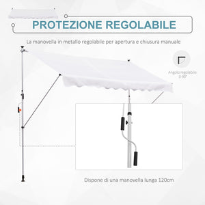 EasyComfort Tenda da Sole a Bracci 3x1.5m con Manovella e Struttura Telescopica, Bianco