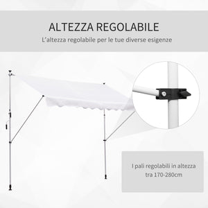 EasyComfort Tenda da Sole a Bracci 3x1.5m con Manovella e Struttura Telescopica, Bianco