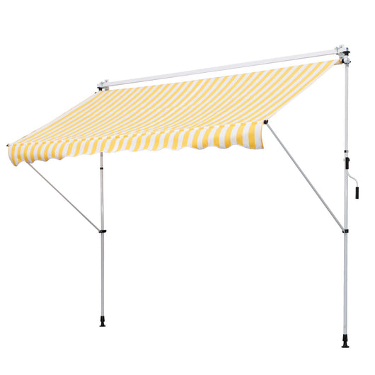 EasyComfort Tenda da Sole a Bracci 3x1.5m con Manovella e Struttura Telescopica, Giallo e Bianco