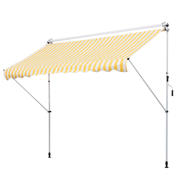 EasyComfort Tenda da Sole a Bracci 3x1.5m con Manovella e Struttura Telescopica, Giallo e Bianco