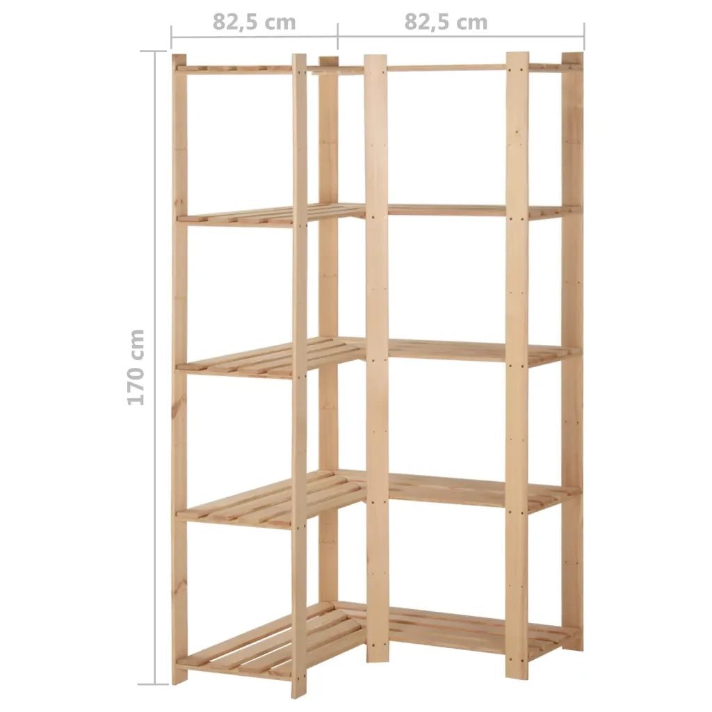 Scaffale ad Angolo 5 Livelli 82,5x82,5x170 cm Massello di Pino CFW1343780