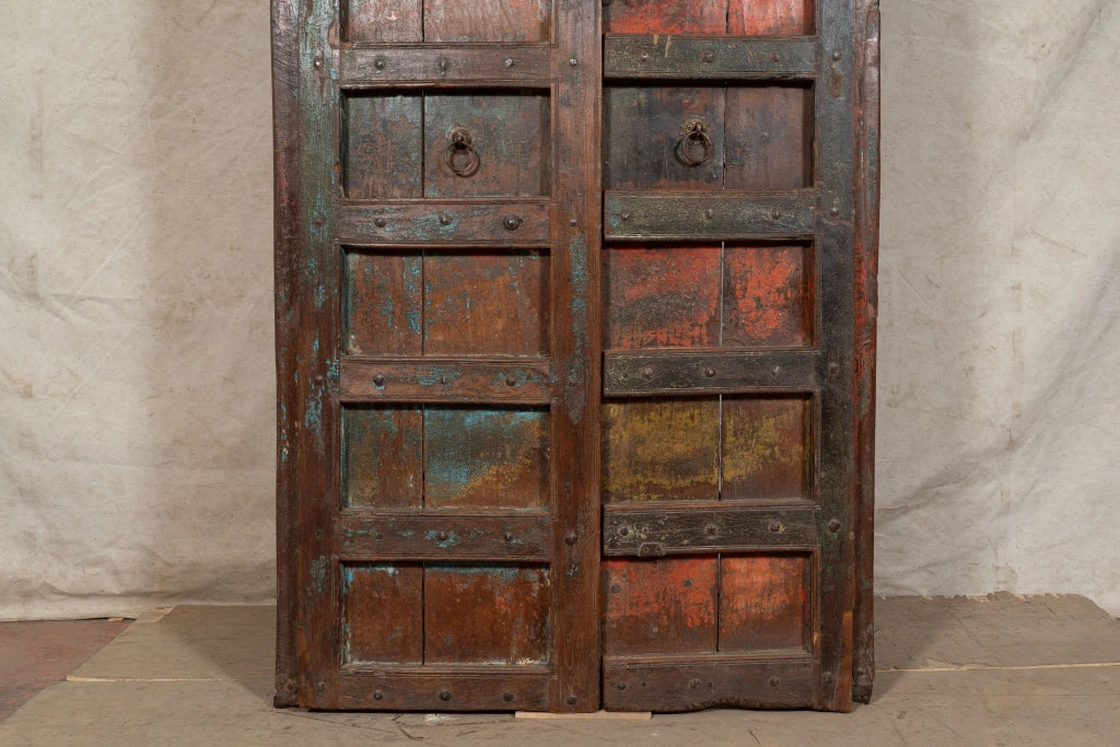 Biscottini Porta portone in legno massello e ferro da interno o da esterno vecchia e antica medievale scorrevole