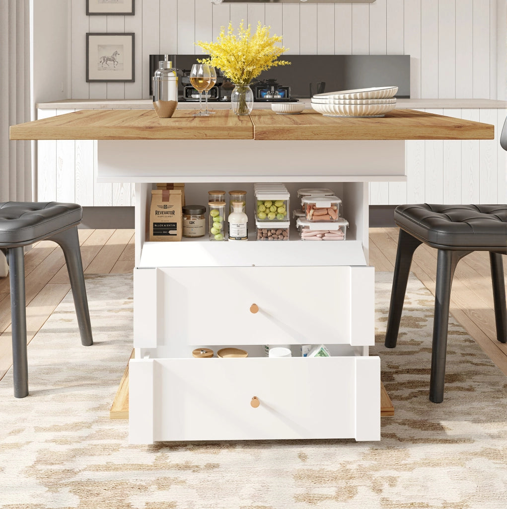 Tavolo da pranzo allungabile 110-140x80x75 cm con vano portaoggetti; MDF e metallo