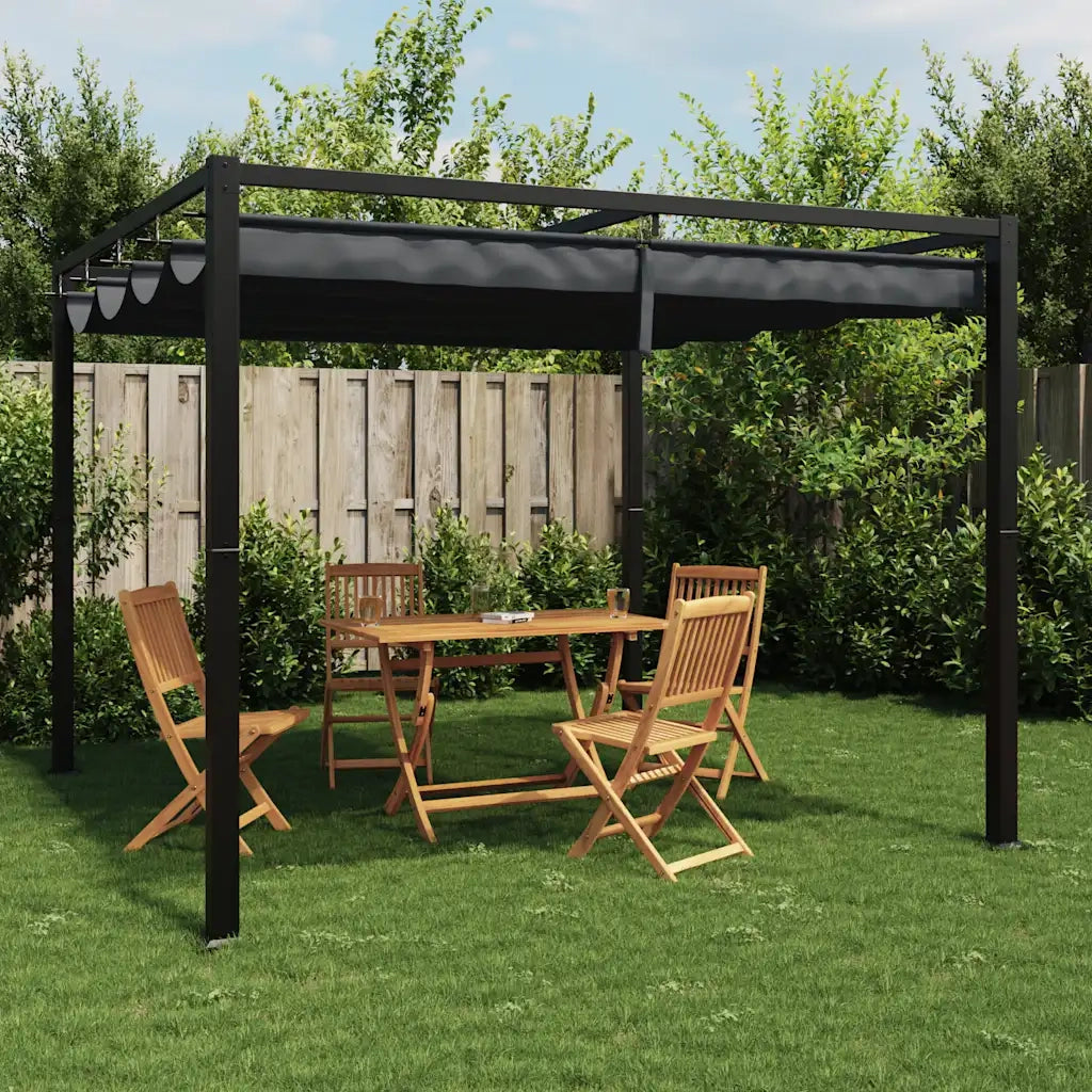 vidaXL Gazebo da Giardino con Tetto Retrattile Antracite 3x3 m Acciaio