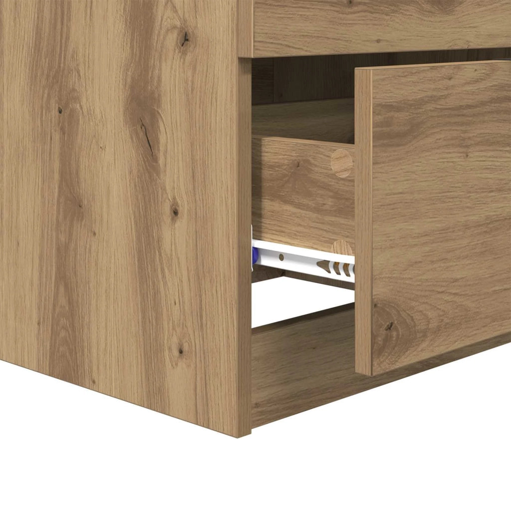 Set di 2 Comodini | Armadio da Notte | Mobiletto da notte Rovere artigianale 45 x 39 x 50cm