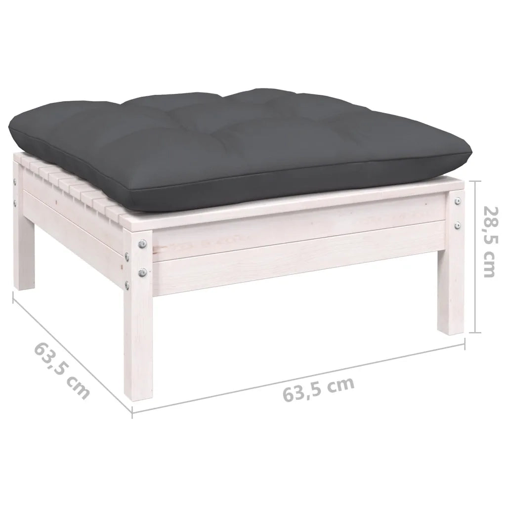 Set Divani da Giardino 5 pz con Cuscini Bianchi Legno di Pino 3096335