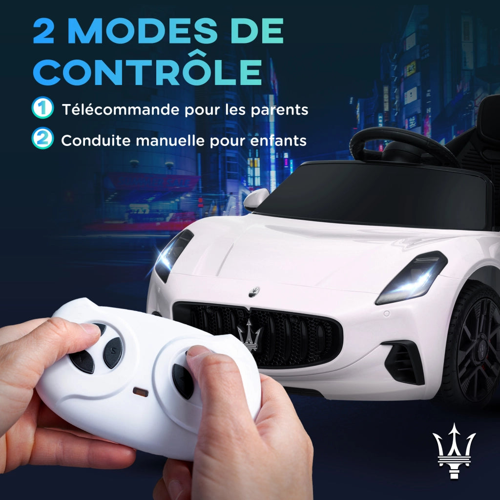 Auto elettrica per bambini Maserati Gran Turismo Folgore ¨C zephmum ¨C Bianco 12V con telecomando