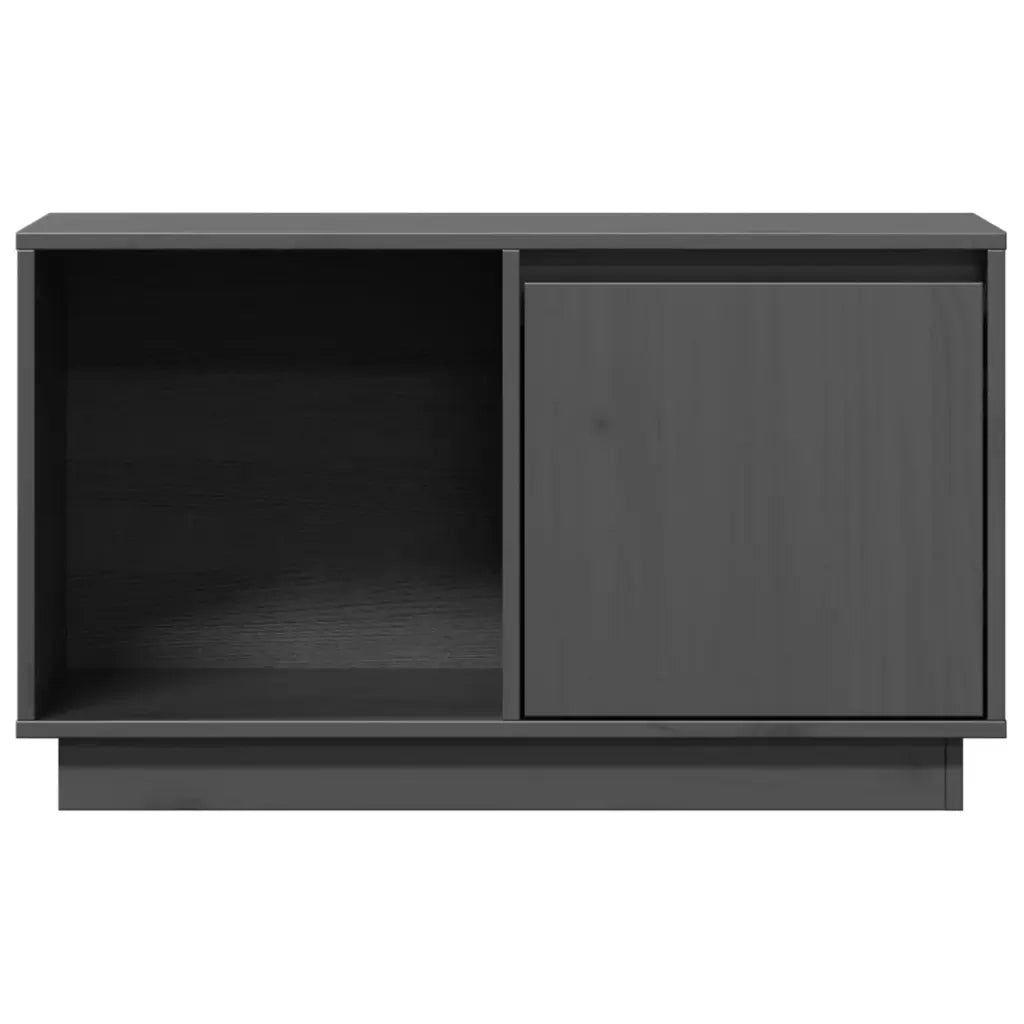 Mobile Porta TV Grigio 74x35x44 cm in Legno Massello di Pino 814336