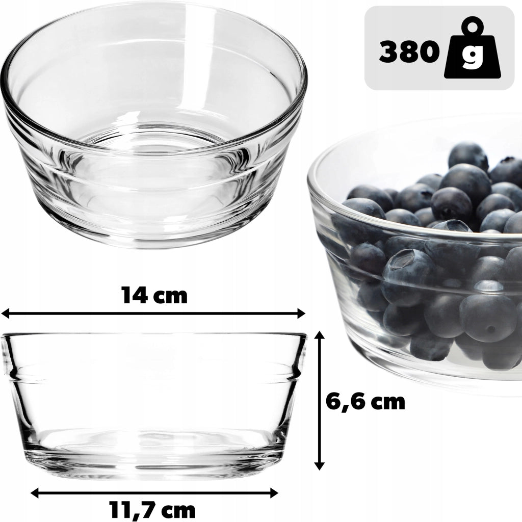 Ciotola da insalata KADAX in vetro, ciotola rotonda da 14 cm per snack, insalate e frutta.