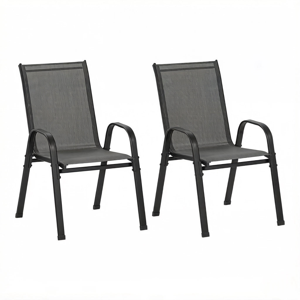 SEDIA da giardino impilabile con schienale alto 55x92x65 cm grigio scuro Set da 2 pezzi