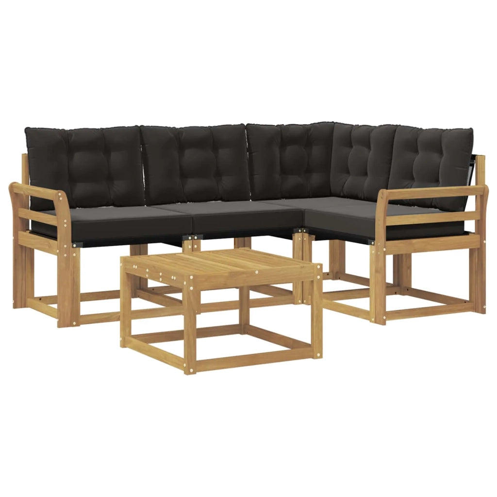 Set di divani da esterno 5 pz Bianco e Nero 3389454