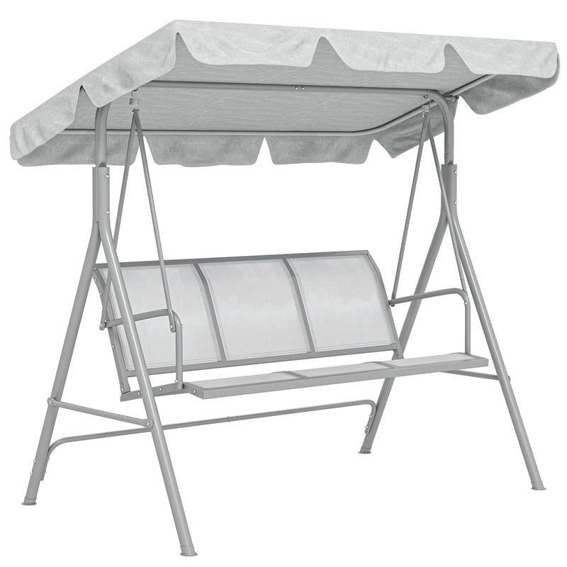 DONDOLO DA GIARDINO 3 POSTI CON TETTO PARASOLE RIMOVIBILE, 171X108X154 CM, GRIGIO CHIARO