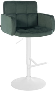 Sgabello da bar Los Angeles in velluto Verde scuro,bianco