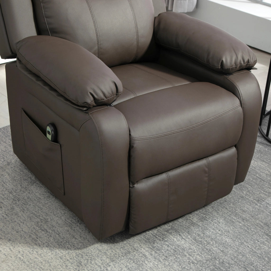Poltrona reclinabile elettrica con poggiapiedi e telecomando ¨C zephmum ¨C marrone 76x90x105
