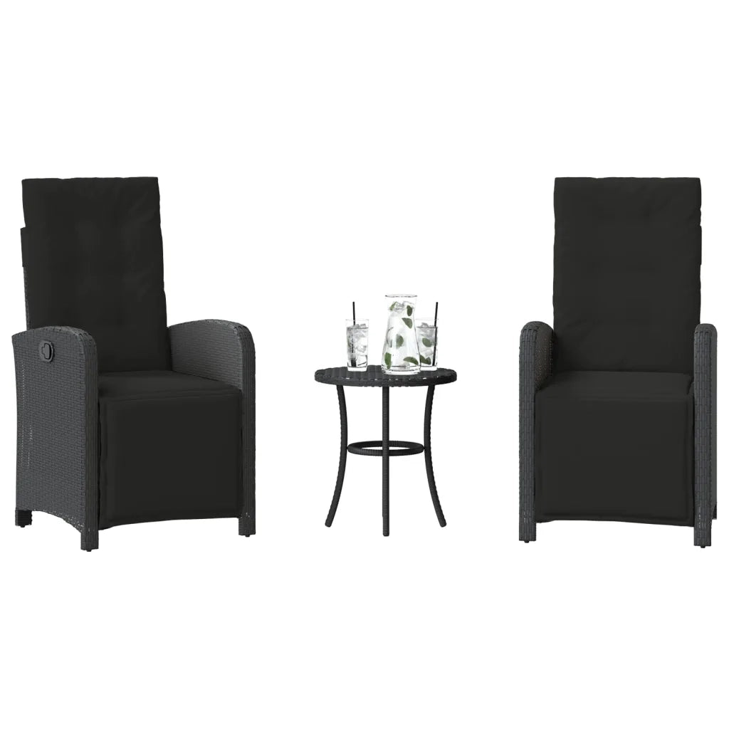 Set da Bistrò 3 pz con Cuscini Nero in Polyrattan 365201