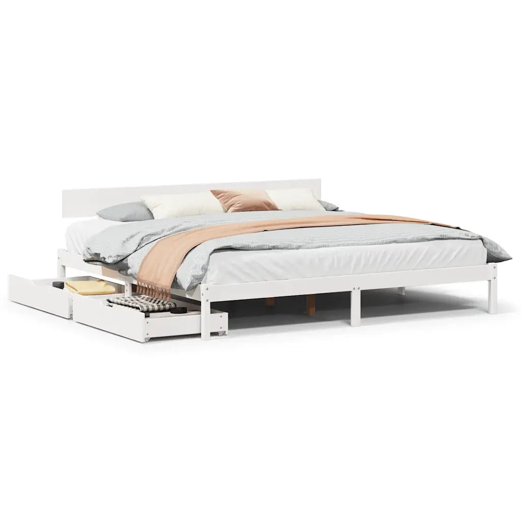 Letto matrimoniale | Letto per adulti | Letto senza Materasso Bianco 180x200 cm Legno Massello di Pino