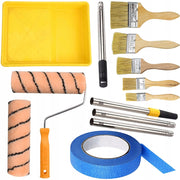 Set di Accessori per Verniciatura – 2 Rulli 25 cm, 5 Pennelli Sintetici, Nastro 40 mm | Per Pareti e Mobili