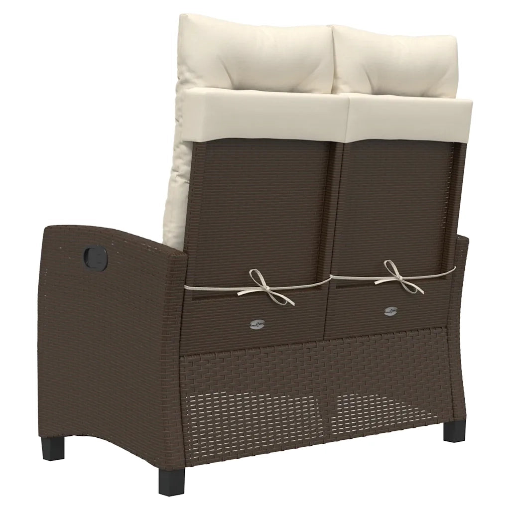 Panca Reclinabile da Giardino con Cuscini-Sgabello-Sedia da esterno Marrone in Polyrattan 217555