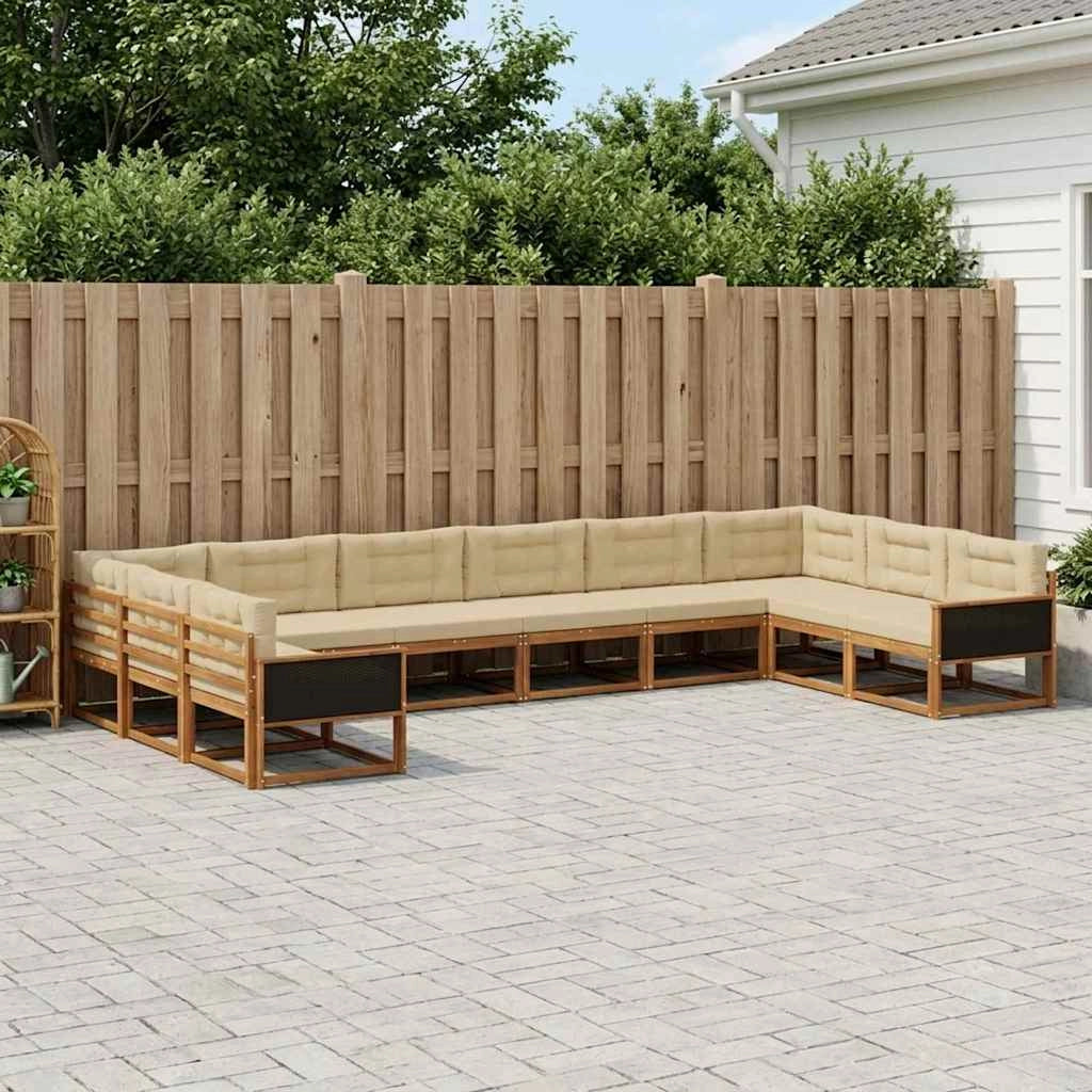 Set di divani da esterno 10 pz Naturale e Beige 3382916