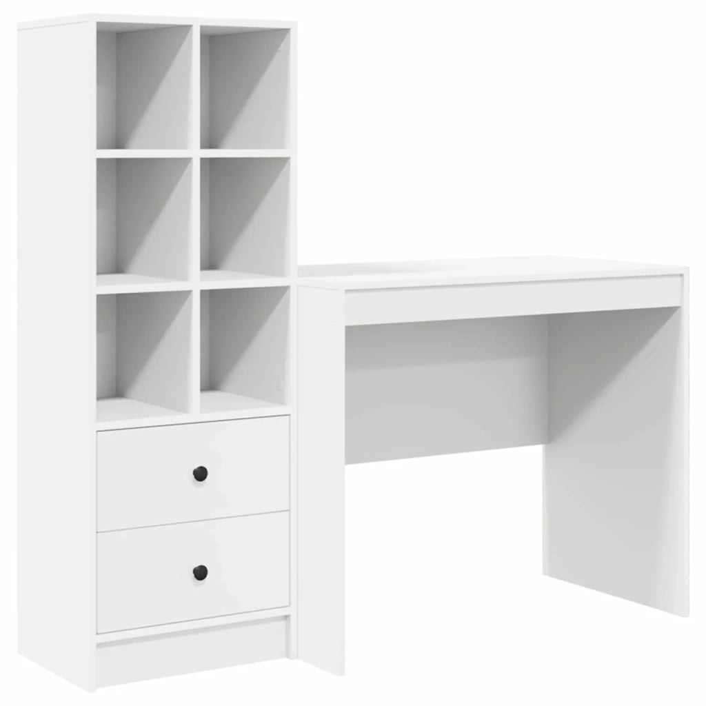 Scrivania con cassetto con lo scaffale 2 pcs Bianco 3337361
