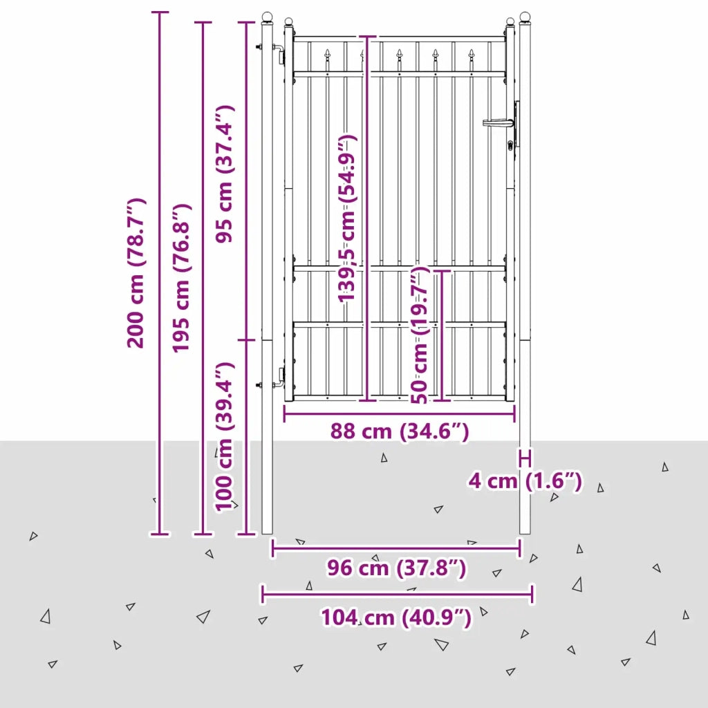 Cancello per recinzione HORST 100 x 150 cm Metallo Nero