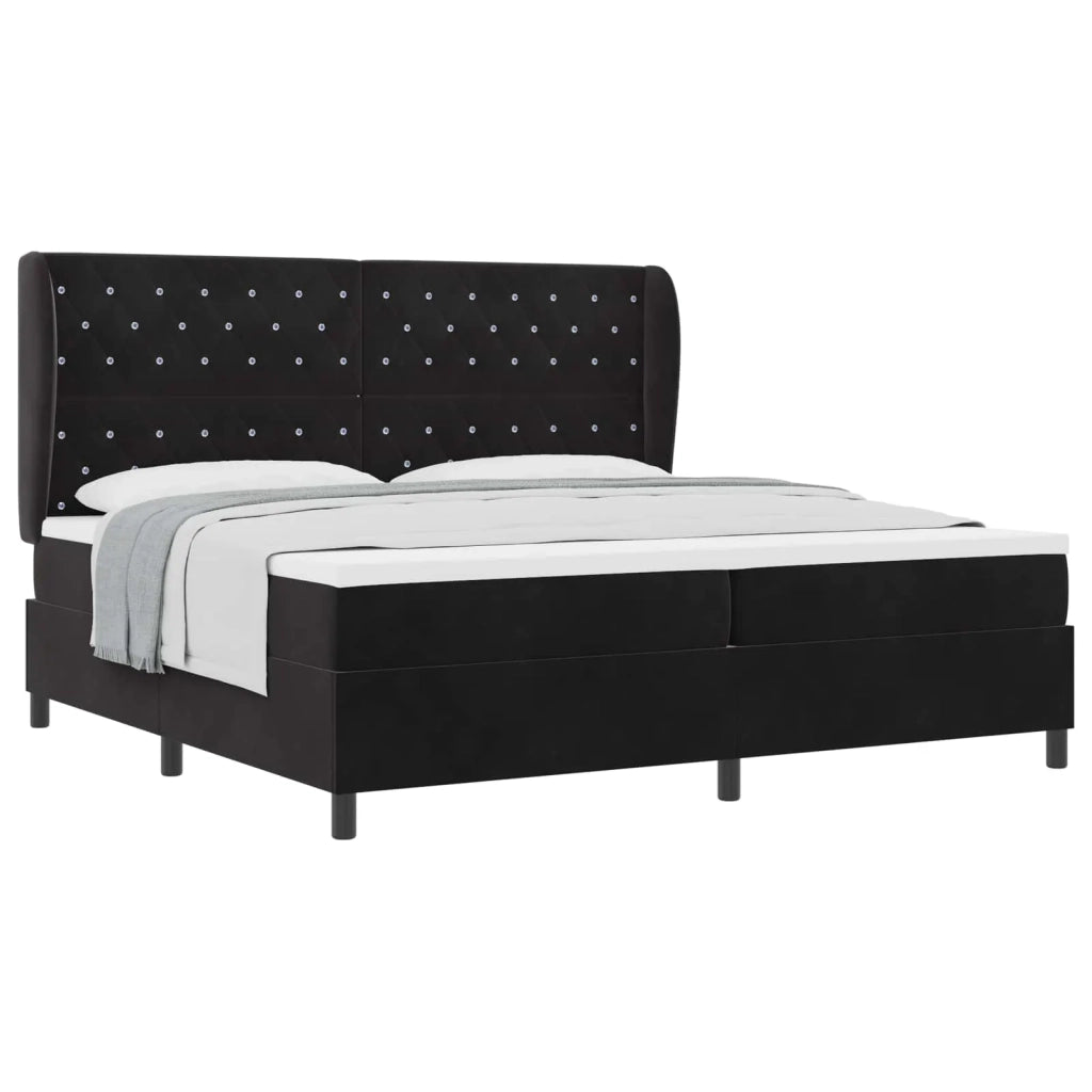 Letto a molle con materasso Nero 200 x 200 cm Poliestere 3340894