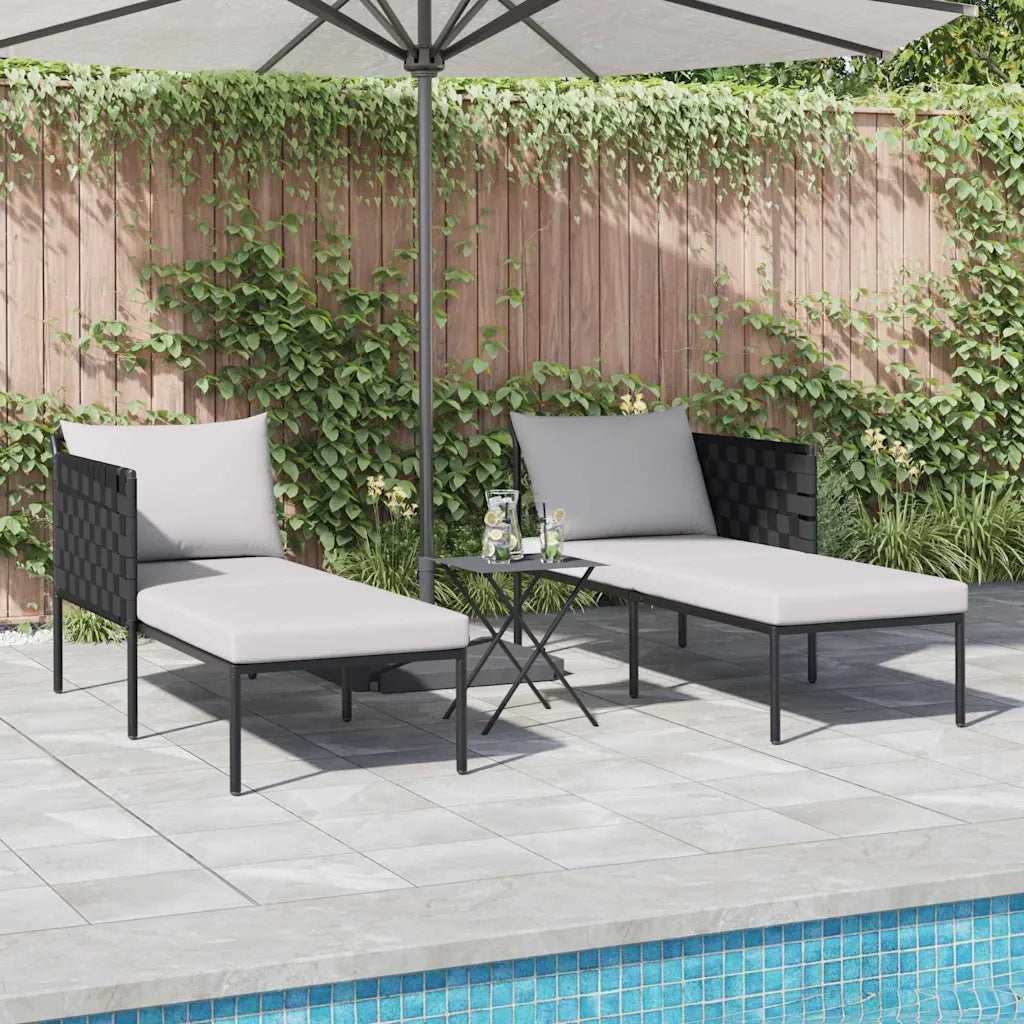 Lettino da Sole con cuscino Antracite 153 x 115 x 69.5 cm 42004134
