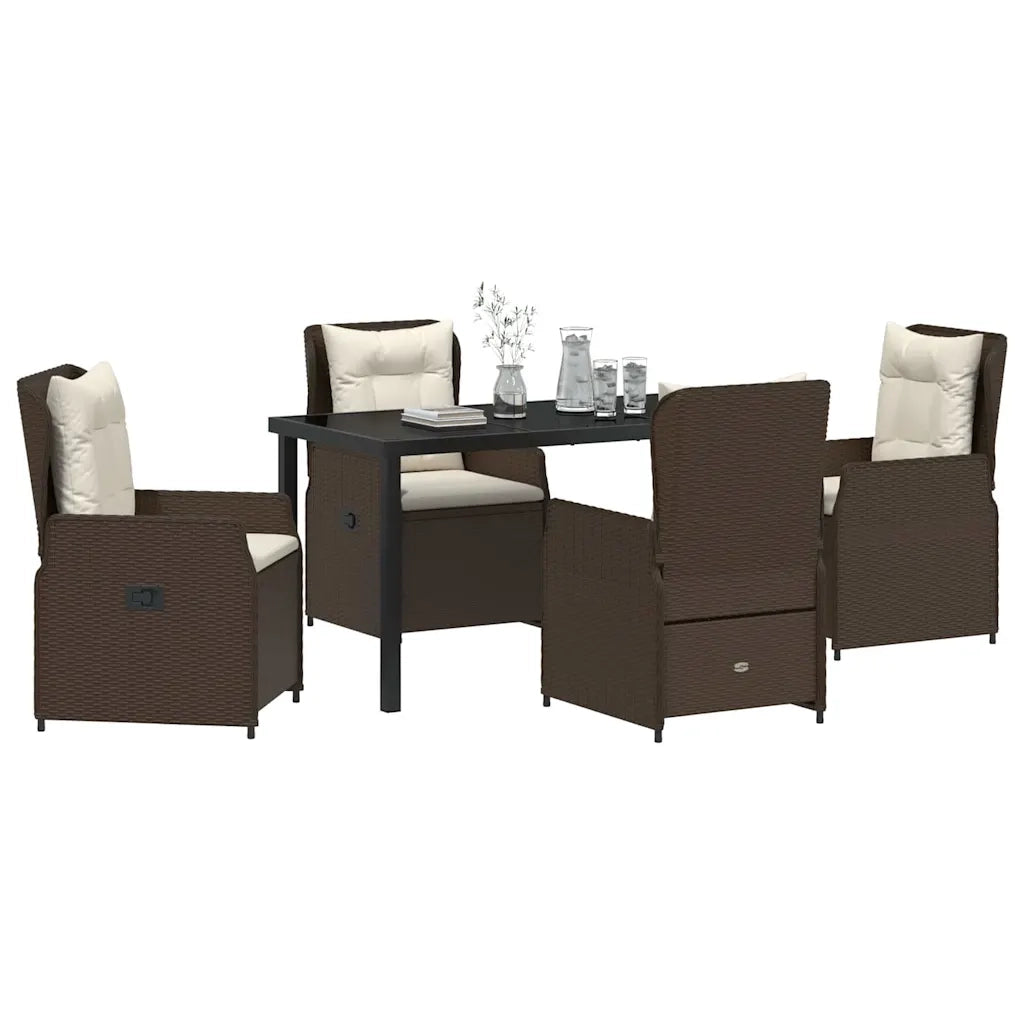 Set da Pranzo per Giardino 5 pcs Marrone polyrattan 3380948
