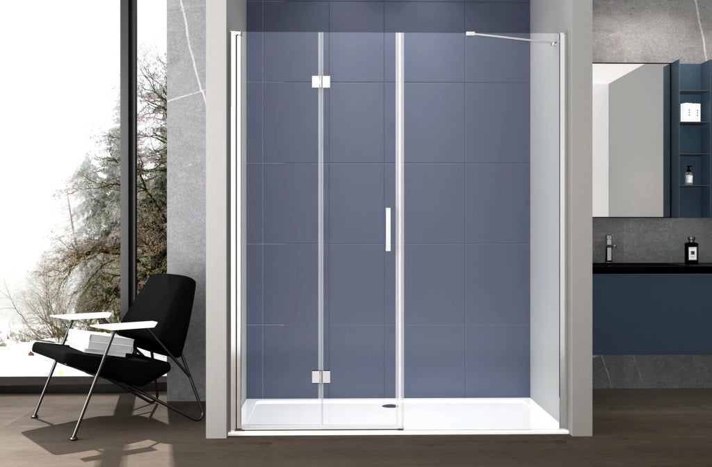 Box doccia Angolare 70x70 cm porta a soffietto + fisso H200 cm cristallo 6 mm profilo CROMATO ZAIRA