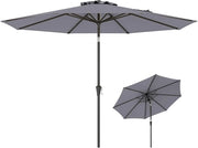 Ombrellone da Giardino 3x3 m con Manovella e 6 Aste Anti UV, Ombrellone Parasole da Esterno Inclinabile per Terrazza, Balcone, Patio, Mercato, Spiaggia, senza Base, Altezza 235cm