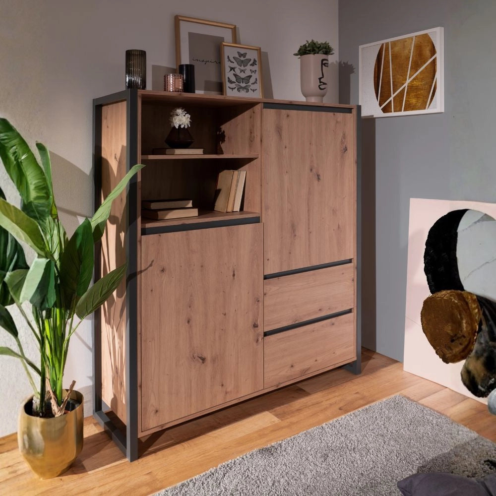 Credenza alta L120XP40XH140 Denver51 colore quercia antracite