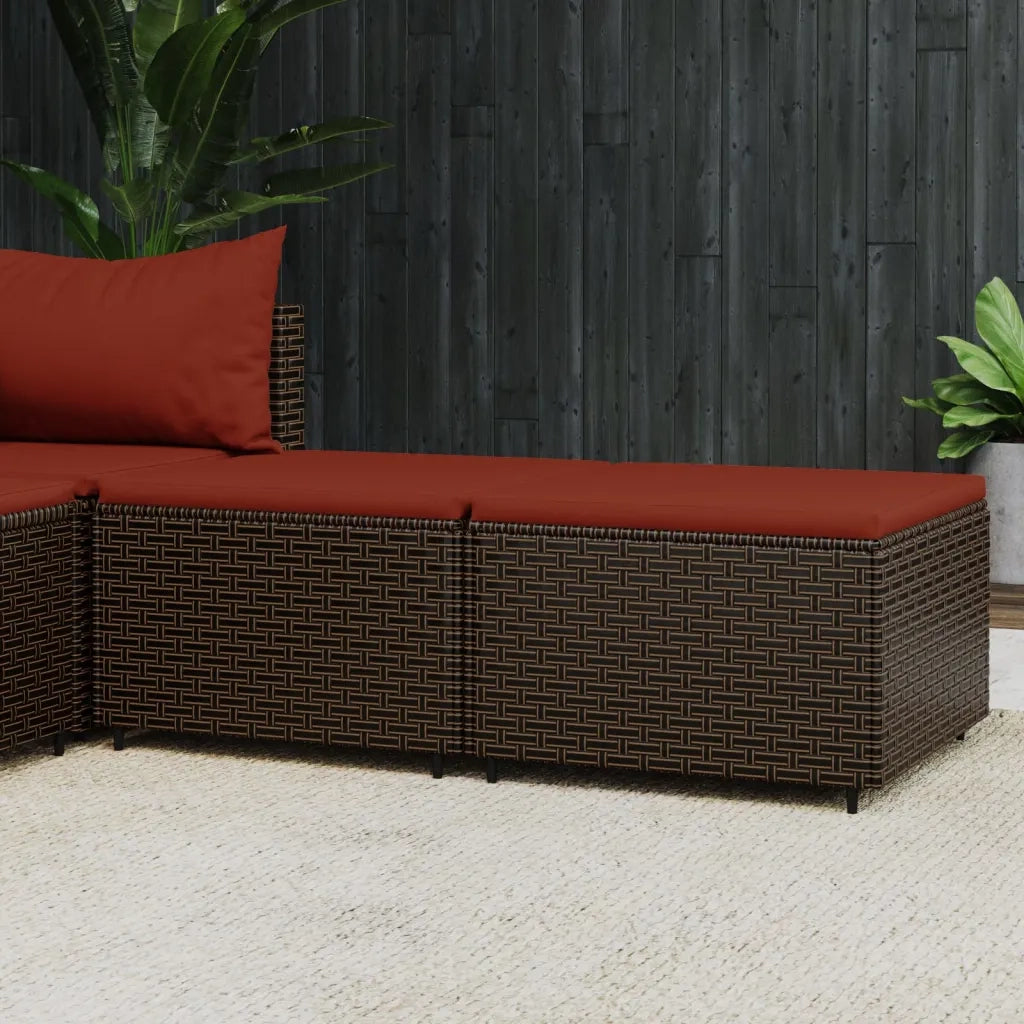 Poggiapiedi da Giardino con Cuscini 2 pz in Polyrattan Marrone CFW8232738