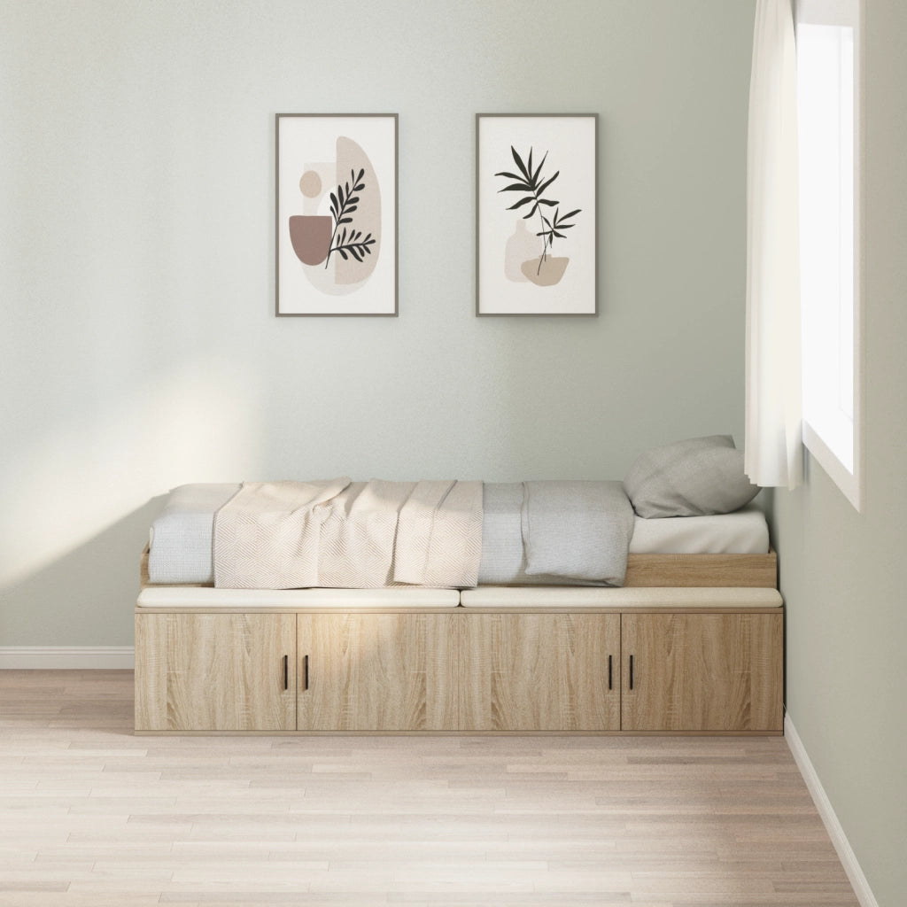 Struttura letto con contenitore Rovere Sonoma 90x200 cm