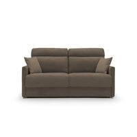 Margot Divano letto matrimoniale con schienale morbido alto in tessuto T02 196 cm (mat. 160x197) marrone