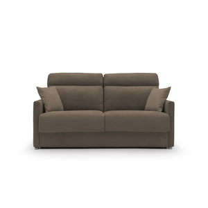 Margot Divano letto matrimoniale con schienale morbido alto in tessuto T02 196 cm (mat. 160x197) marrone