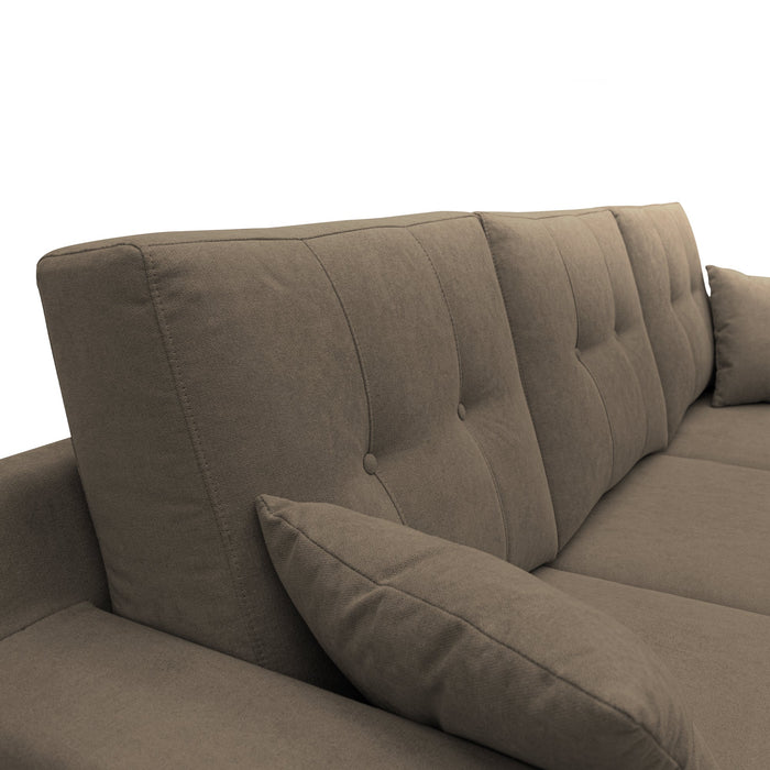 Danish Divano angolare REVERSIBILE in tessuto morbido impermeabile T02 237 cm marrone