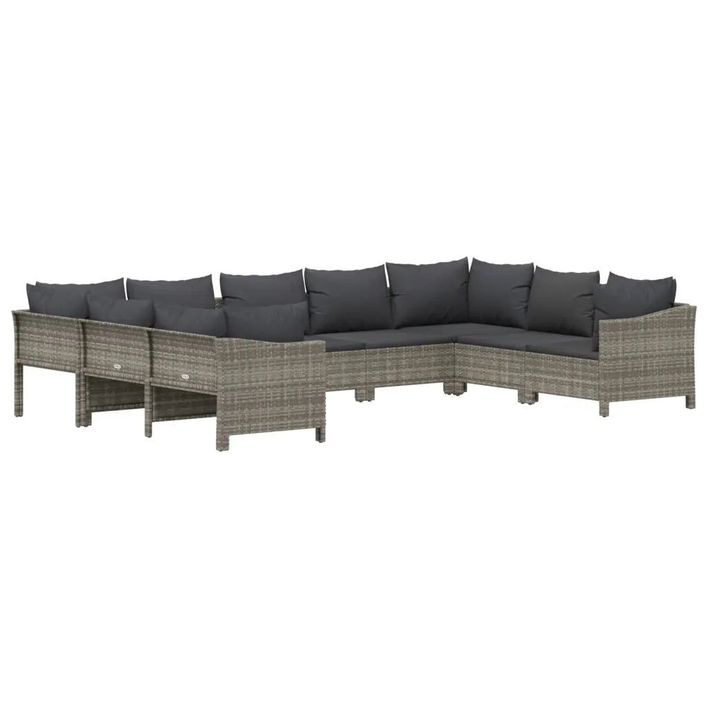 Set Divani da Giardino 9 pz con Cuscini in Polyrattan Grigiocod mxl 125175