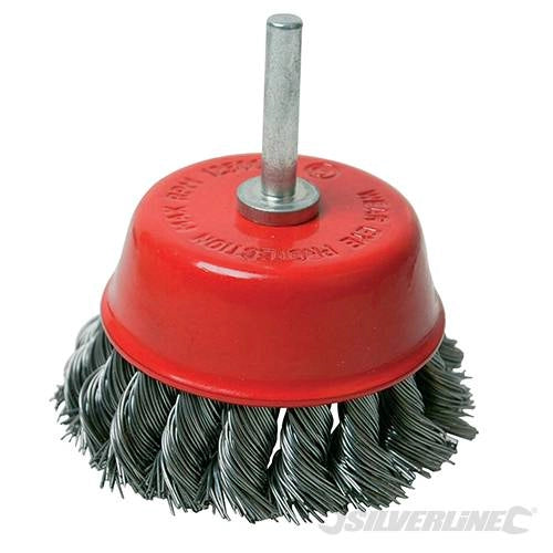 Spazzola rotante a tazza in acciaio a filo ritorto 75mm Silverline per smerigliare