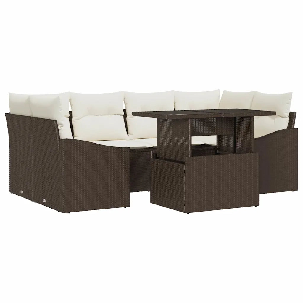 Set Divano da Giardino 7 pcs Marrone Poly Rattan 3357671