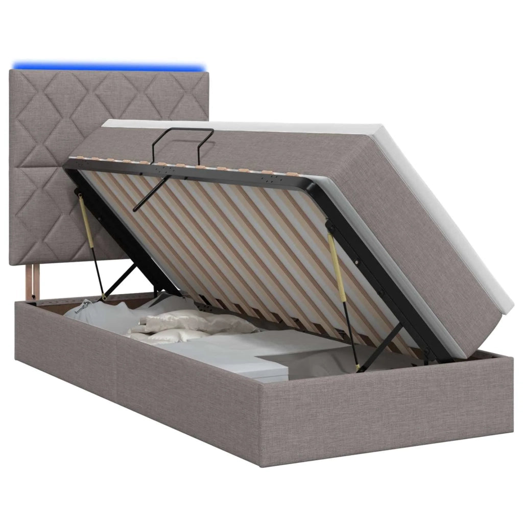 Letto con contenitore LED e materasso Tortora 100 x 200 cm 3459990