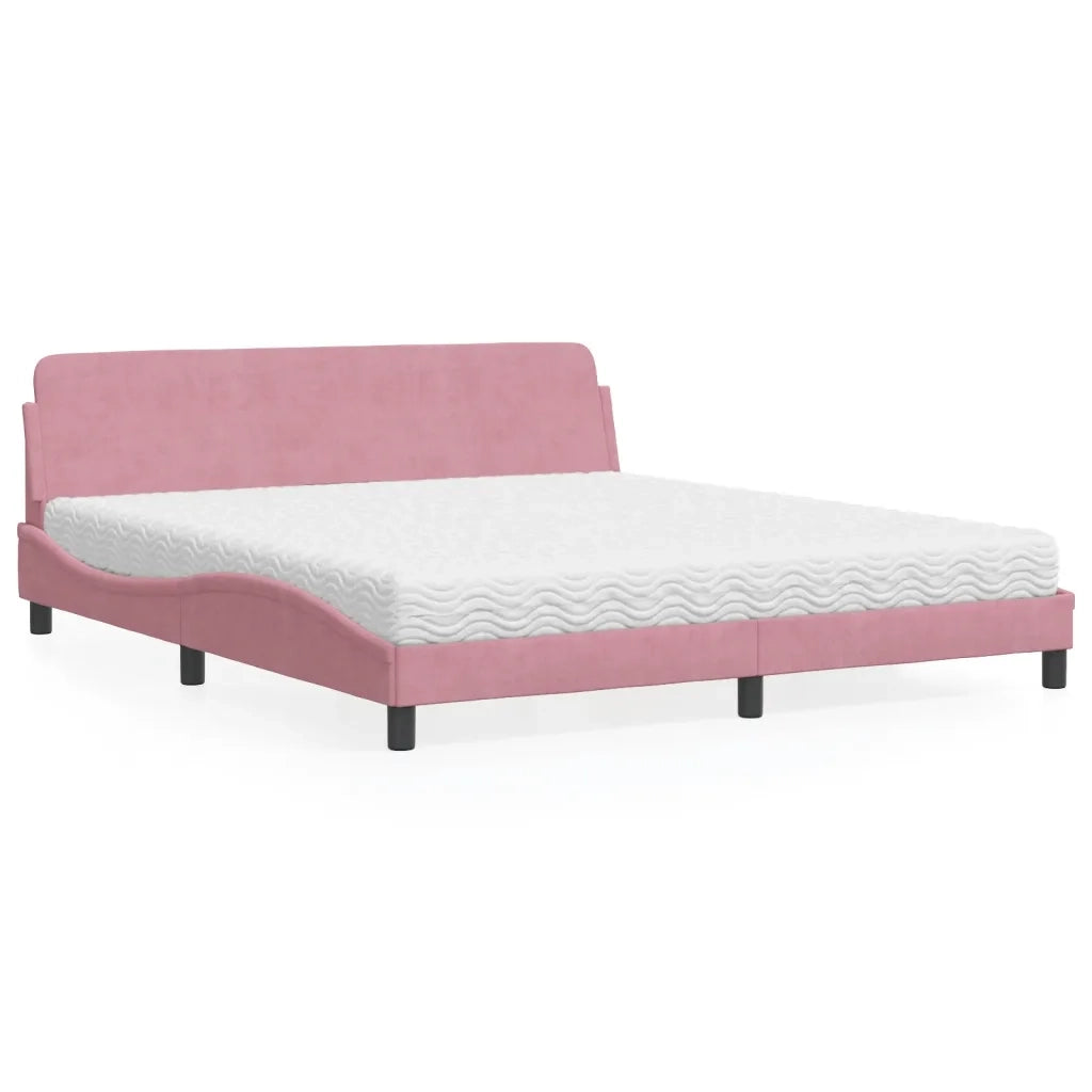 Letto con Materasso Dover Rosa 180x200 cm in Velluto