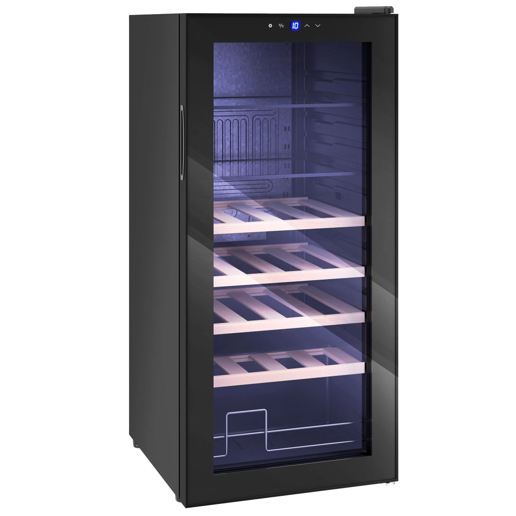 Cantinetta Frigorifero per Vino da 92L con Ripiani Regolabili per 20 Bottiglie e 50 Lattine 43x45x94 cm Nero