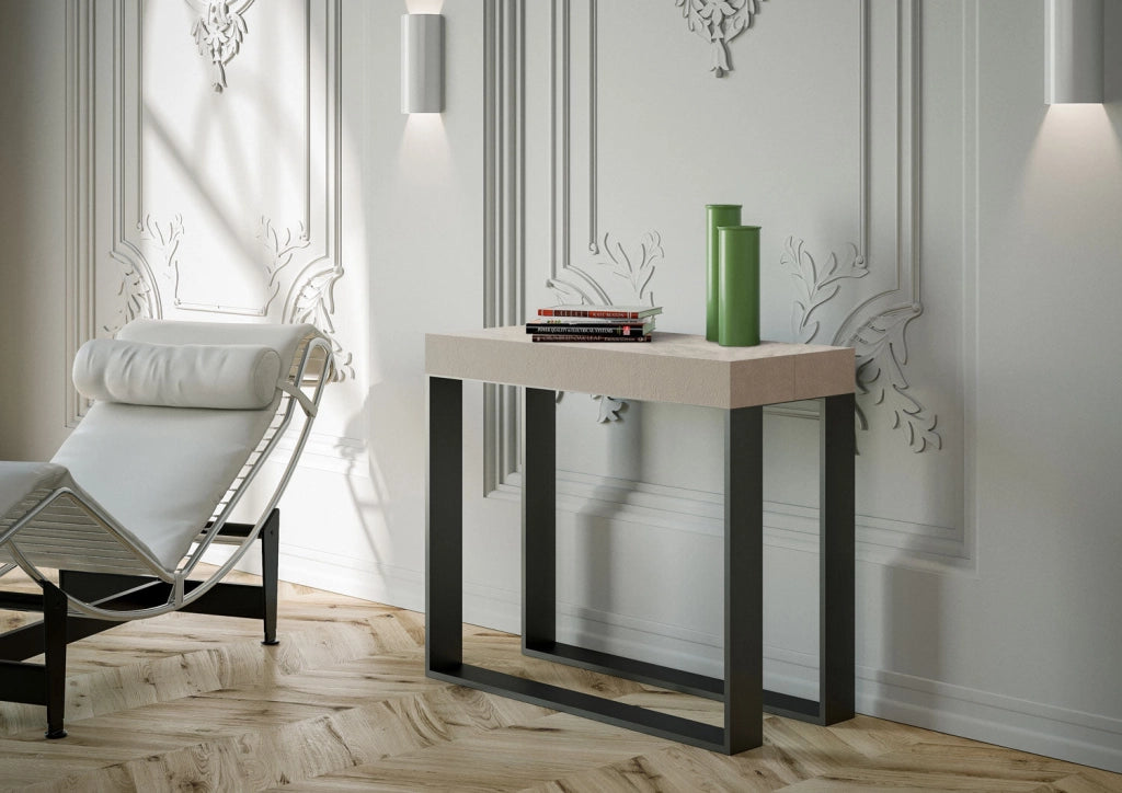 Consolle Allungabile 90-196x40x77 cm Elettra Small Cashmere Telaio Antracite