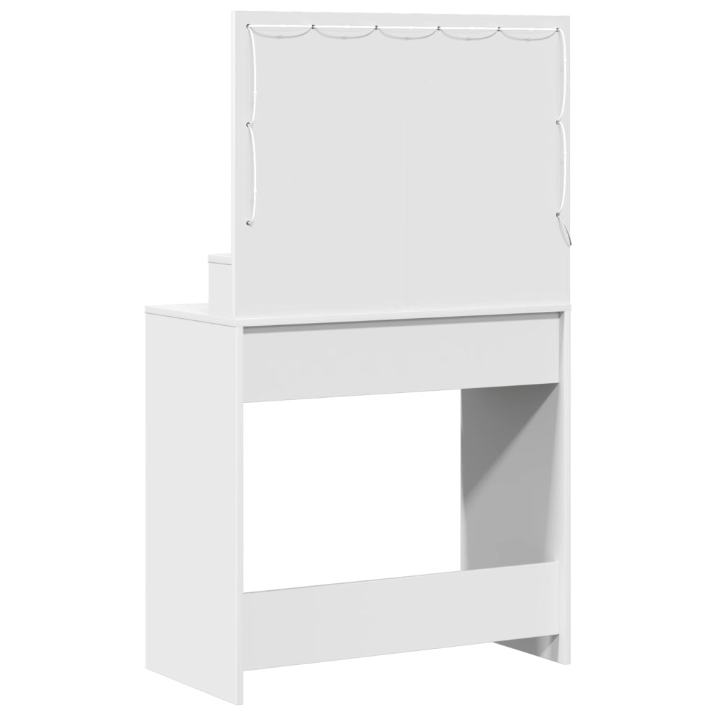 Toeletta  con luci LED, Bianca, 79x41x135 cm