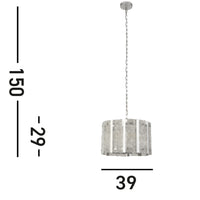 Lampadario Contemporaneo Alessandra Acciaio Argento Vetro Trasparente 5 Luci E14