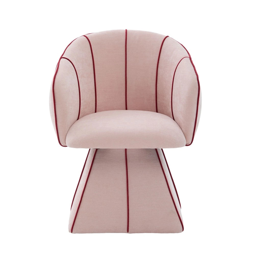 Poltrona Girevole in Tessuto Chenille ¨C MINIMAL ¨C Rosa, Schienale Alto, Relax