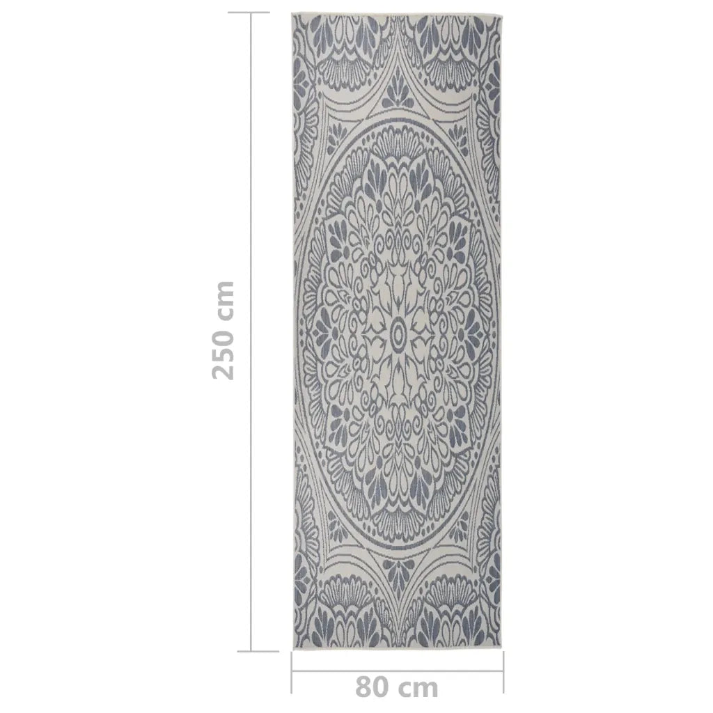 Tappeto da Esterni a Tessitura Piatta 80x250 cm Motivo Blu 340828