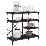 Mobile da cucina-Armadio da cucina Nero 90x40x84 cm Legno Multistrato e Metallo